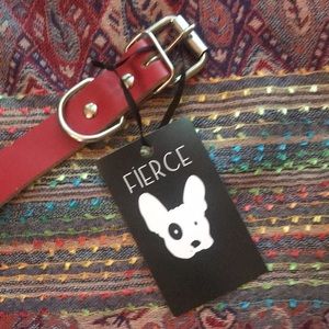 Red Leather Dog Collar NWT Size Large